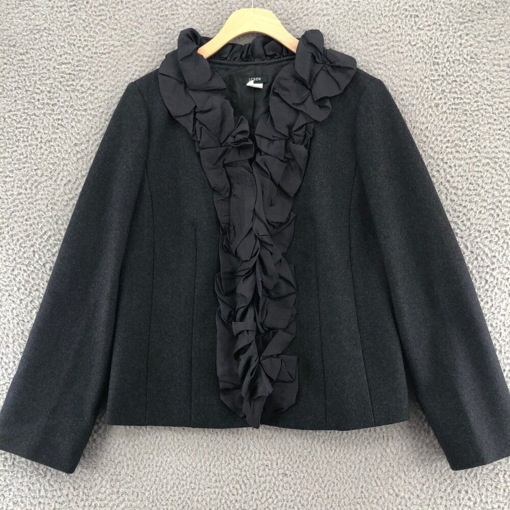 J. Crew Black Ruffle Blazer